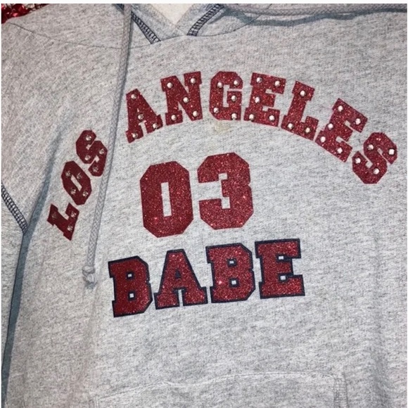 Los Angeles 03 Babe y2k era grey graphic hoodie - Picture 4 of 7